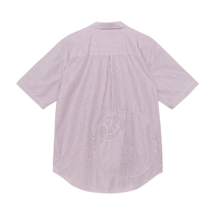 Stussy 8 Ball Stripe Boxy Shorts-Sleeve Shirt Burgundy