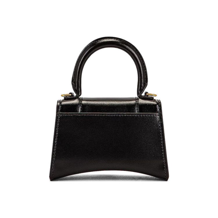 Balenciaga Hourglass Top Handle Mini Handbag With Chain Black