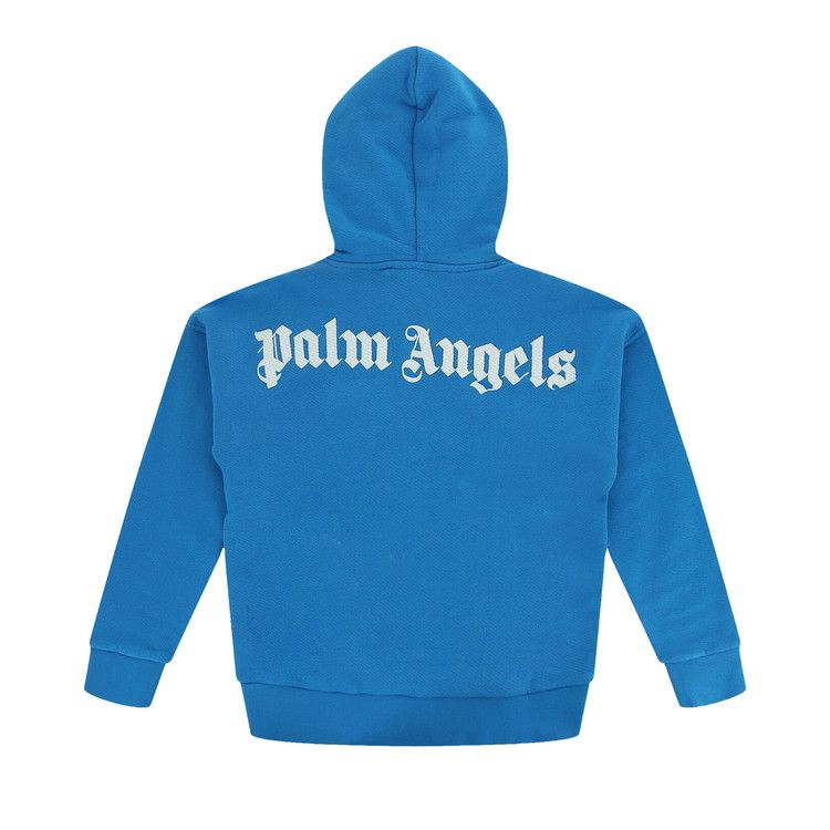 パーカー・フーディ Palm Angels Blue Cotton Sweatshirts Buy Palm Angels Kids Logo Hoodie 'Blue/White