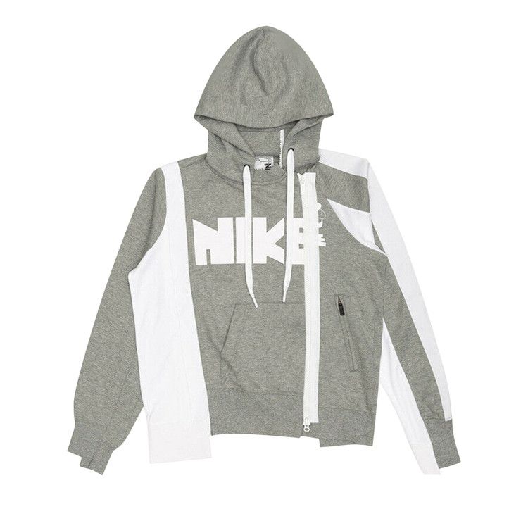 Nike X Sacai Double-Zip Hoodie Dark Grey Heather/White
