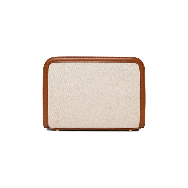 Saint Laurent Linen Reversed Camera Bag Greggio/Brick