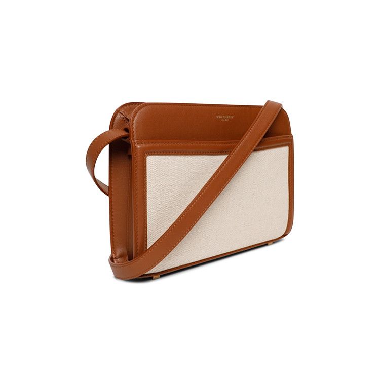 Saint Laurent Linen Reversed Camera Bag Greggio/Brick