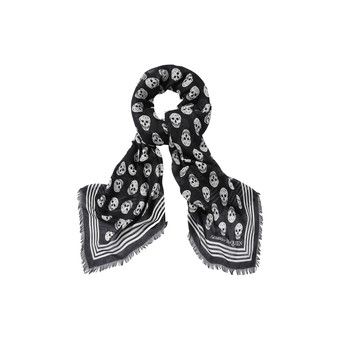Buy Alexander McQueen Biker Skull Scarf 'Black/Ivory