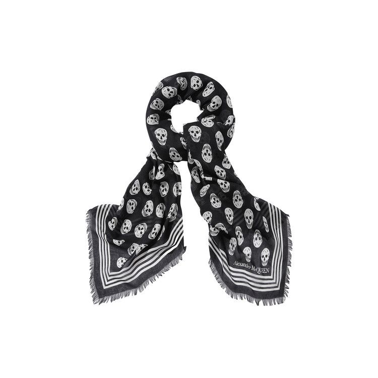 Buy Alexander McQueen Biker Skull Scarf 'Black/Ivory
