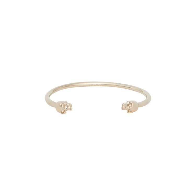 Buy Alexander McQueen Thin Twin Skull Bracelet 'Light Gold
