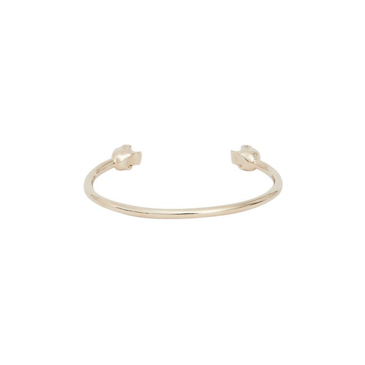 Buy Alexander McQueen Thin Twin Skull Bracelet 'Light Gold