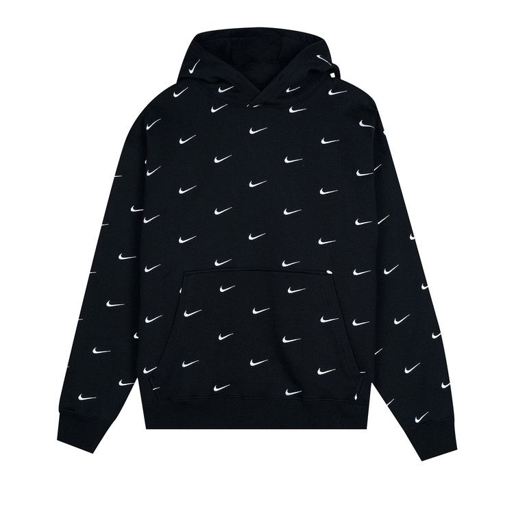 Nike All Over Swoosh Logo Hoodie Black