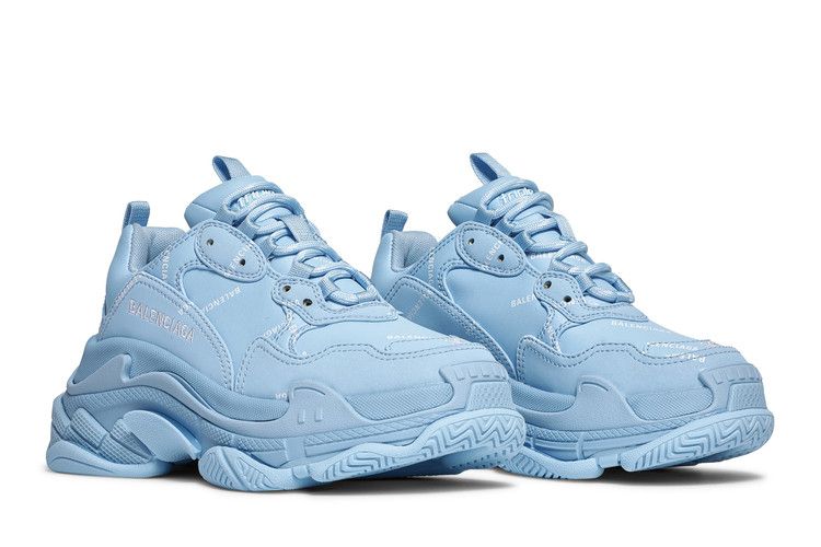 Balenciaga Wmns Triple S Sneaker 'Allover Logo - Light Blue'