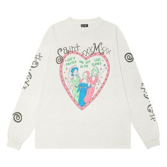 Buy Saint Michael Pink Heart Long-Sleeve Tee 'White' - SM