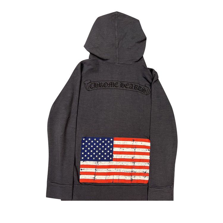 Buy Chrome Hearts USA Flag Zip-Up Hoodie 'Grey' - 1383