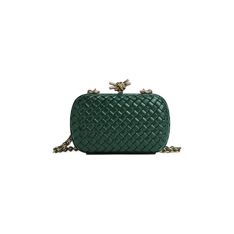 Buy Bottega Veneta Knot Crossbody Clutch Emerald Green Brass 776662 V01D1 3050 GOAT