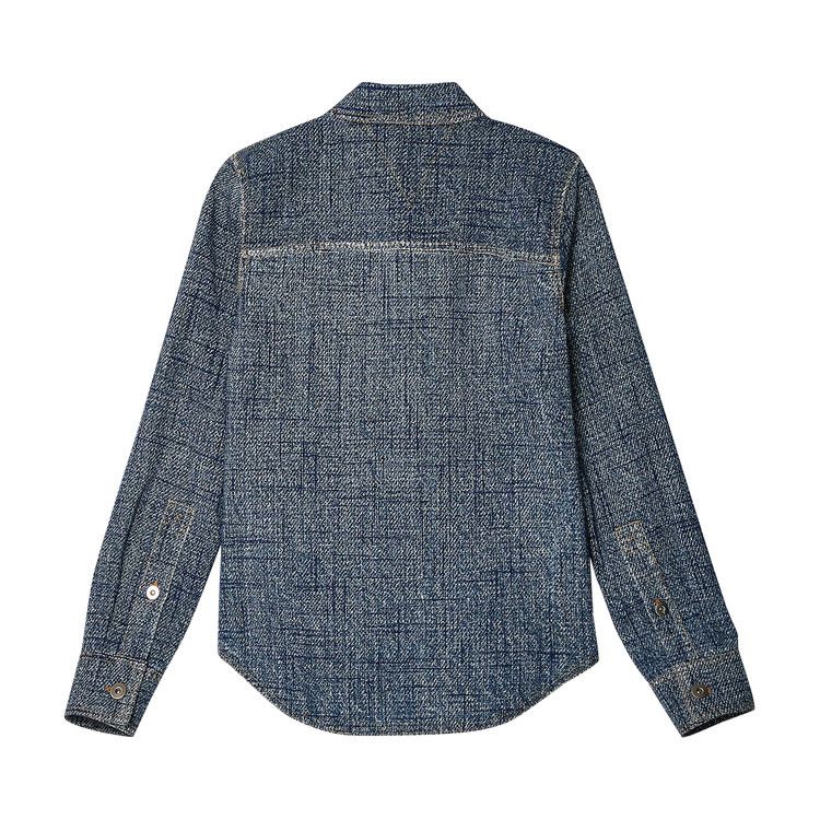 Buy Bottega Veneta Textured Denim Long-Sleeve Shirt 'Indigo
