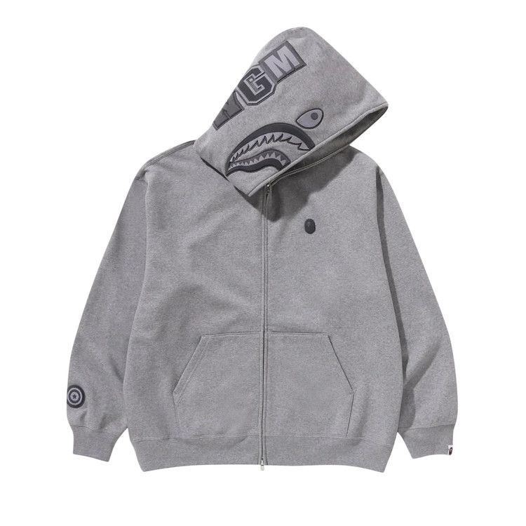 Buy BAPE Ape Head One Point Shark Zip Hoodie 'Grey' - 1K30 115 306
