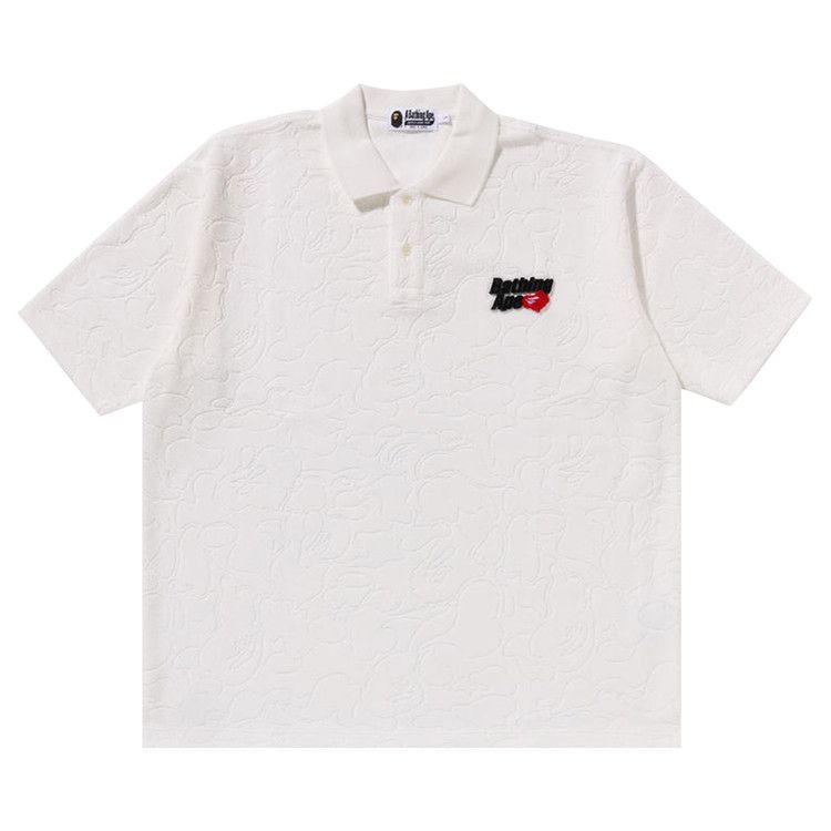 Buy BAPE Line Camo Terry Towel Ape Head One Point Polo 'White