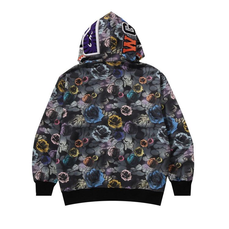 Bape Floral Camo Shark Relaxed Fit Full Zip Hoodie 'black'