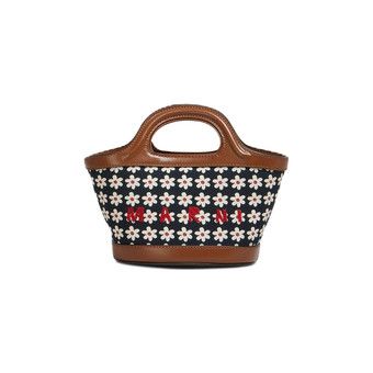 Buy Marni Black Canvas Tropicalia Micro Bag With Daisy Print