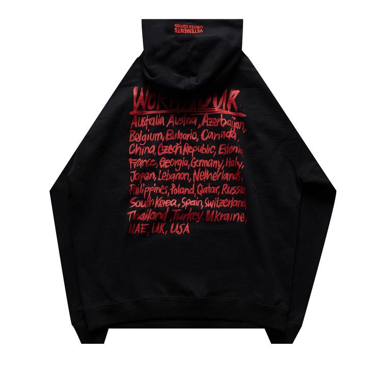 Buy Vetements World Tour Logo Hoodie 'Black/Red' - UA52TR910R BLRD | GOAT