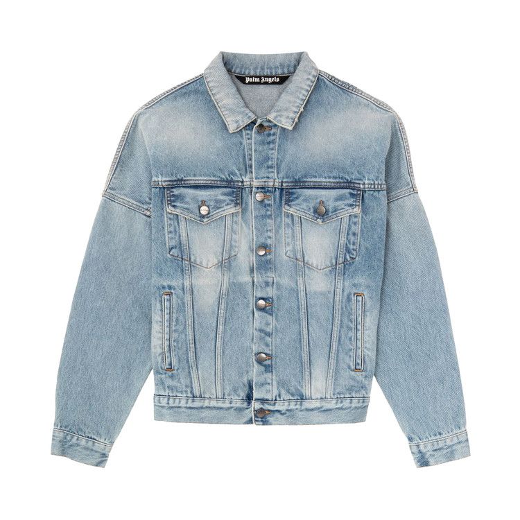 Palm Angels Logo Over Denim Jacket 'blue/White'