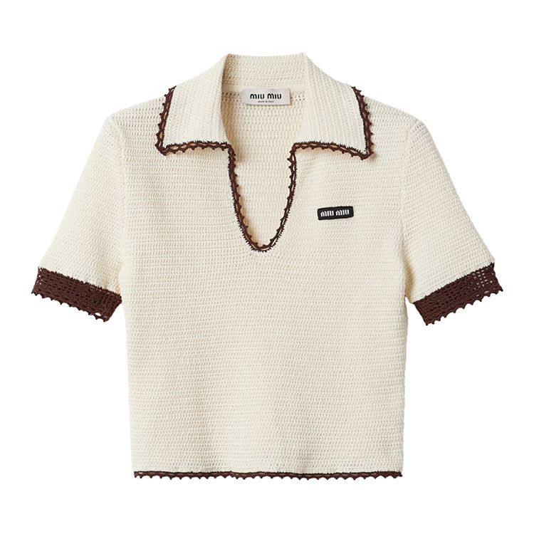 Buy Miu Miu Cropped Crochet Polo 'Avorio/Cacao' - MML959 S OOO