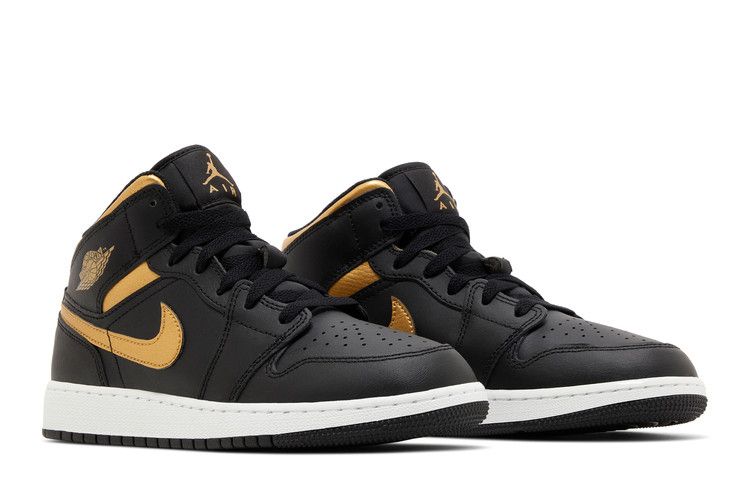 Air Jordan 1 Mid Gs Black Metallic Gold