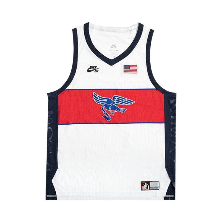 Nike SB Team Usa Dri-Fit Adv Sleeveless Skate Jersey 'white/Sport Red/Obsidian/Black'