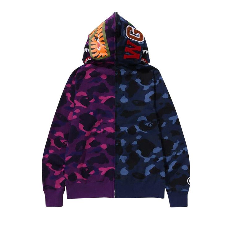 Bape color camo shark full zip hoodie blue on sale