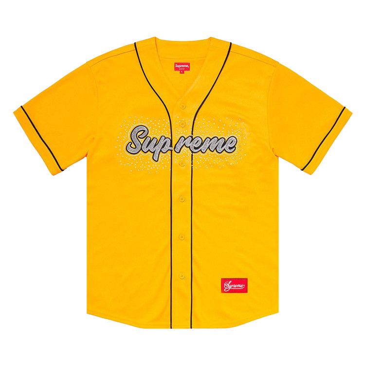 Buy Supreme Rhinestone Baseball Jersey 'Yellow' - SS20KN62