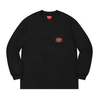 未使用 Supreme pocket long sleeve tee black 2016 Supreme Longsleeve Flags Pocket Tee Black Size Medium