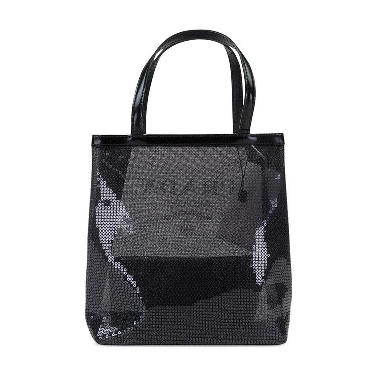 Prada Logo Mesh Tote Bag Black