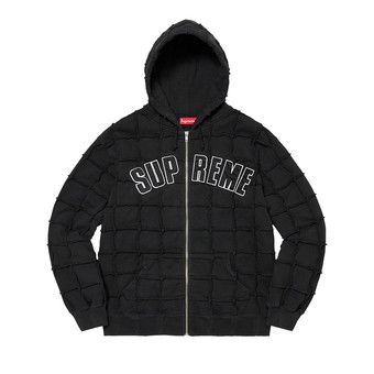 Buy Supreme Reverse Patchwork Zip Up Hooded Sweatshirt 'Black