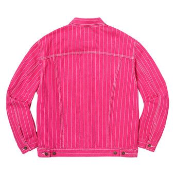 Buy Supreme x Levi's Pinstripe Trucker Jacket With Pin 'Magenta