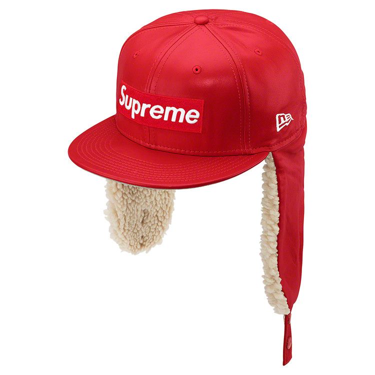 Buy Supreme Leather Earflap Box Logo New Era 'Red' - FW22H28