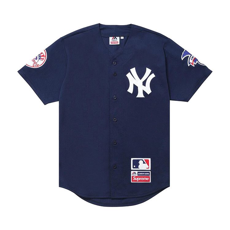 Buy Supreme x Yankees Baseball Jersey 'Navy' - SS15KN3 NAVY | GOAT