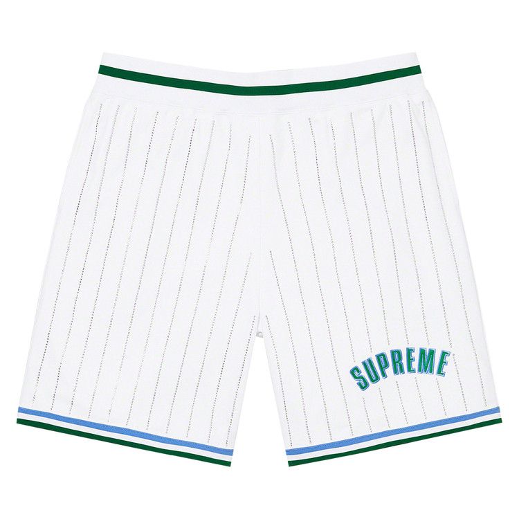 Buy Supreme Rhinestone Stripe Basketball Short 'White