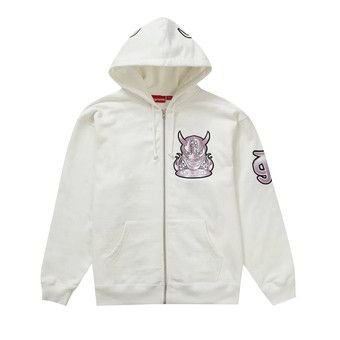 Buy Supreme Demon Zip Up Hooded Sweatshirt 'White' - SS22SW35