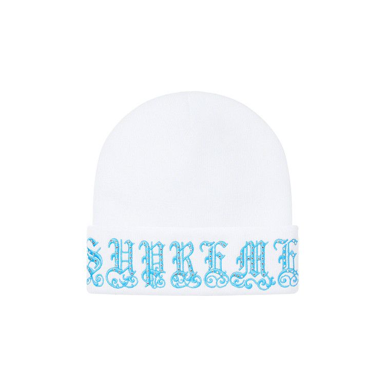 Buy Supreme Old English Rhinestone Beanie 'White' - SS21BN24 WHITE