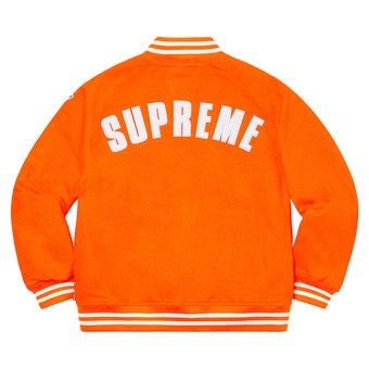 Size m Supreme x New Era x MLB Varsity Jacket 'Orange'