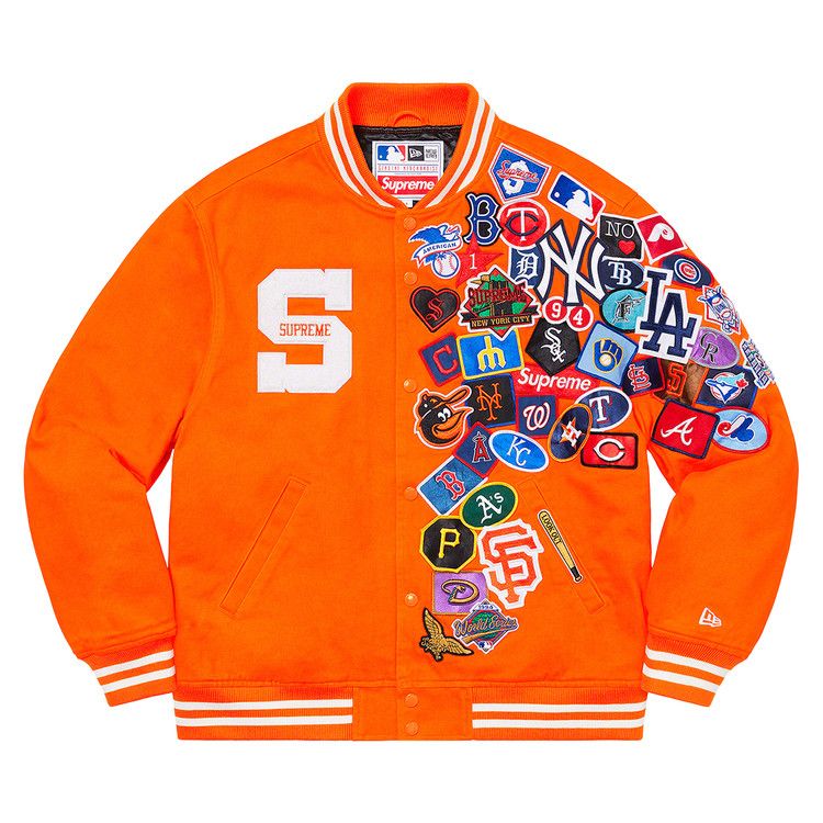 Buy Supreme x New Era x MLB Varsity Jacket 'Orange' - SS20J15 ORANGE | GOAT