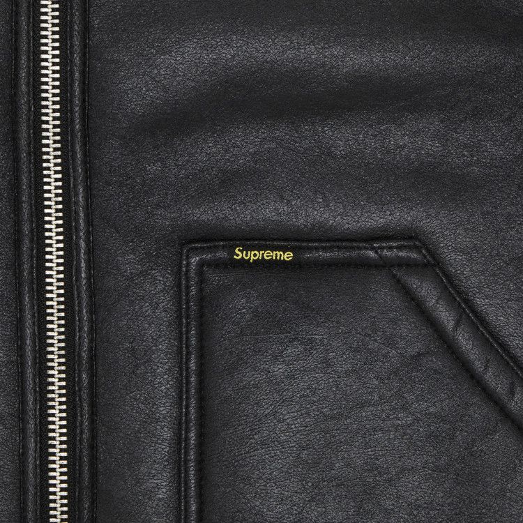 Buy Supreme Reversible Faux Shearling Work Vest 'Black