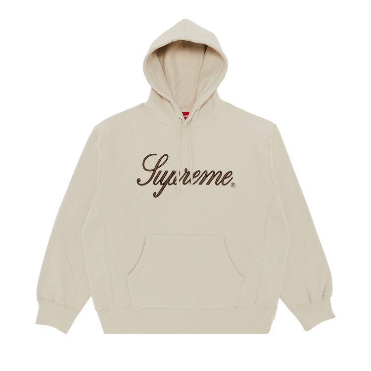 Buy Supreme Embroidered Script Hooded Sweatshirt 'Stone