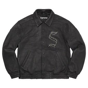 Buy Supreme Pebbled Leather Varsity Jacket 'Black' - FW21J23 BLACK