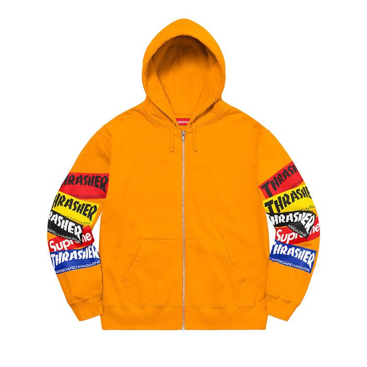 Buy Supreme x Thrasher Multi Logo Zip Up Hooded Sweatshirt 'Gold
