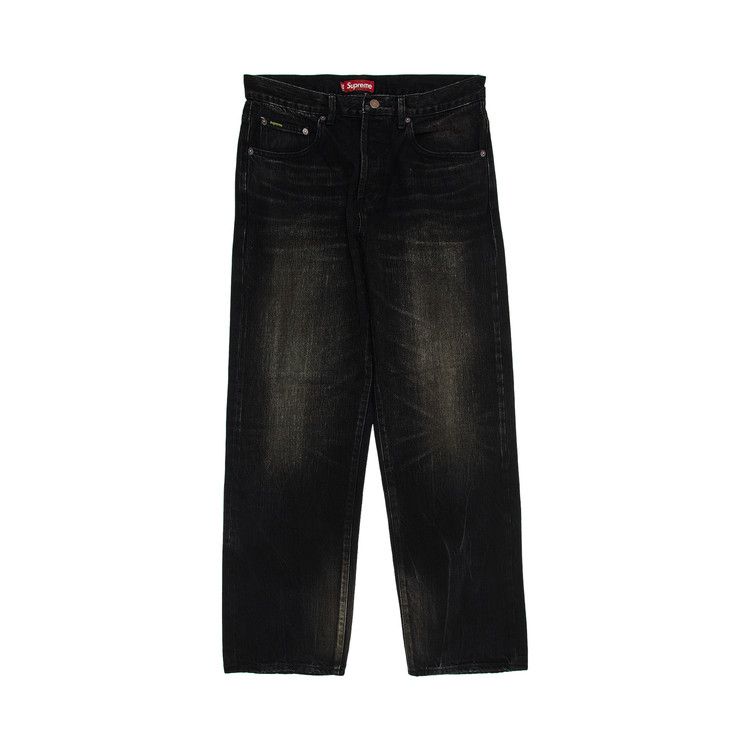 Buy Supreme Distressed Loose Fit Selvedge Jean 'Washed Black