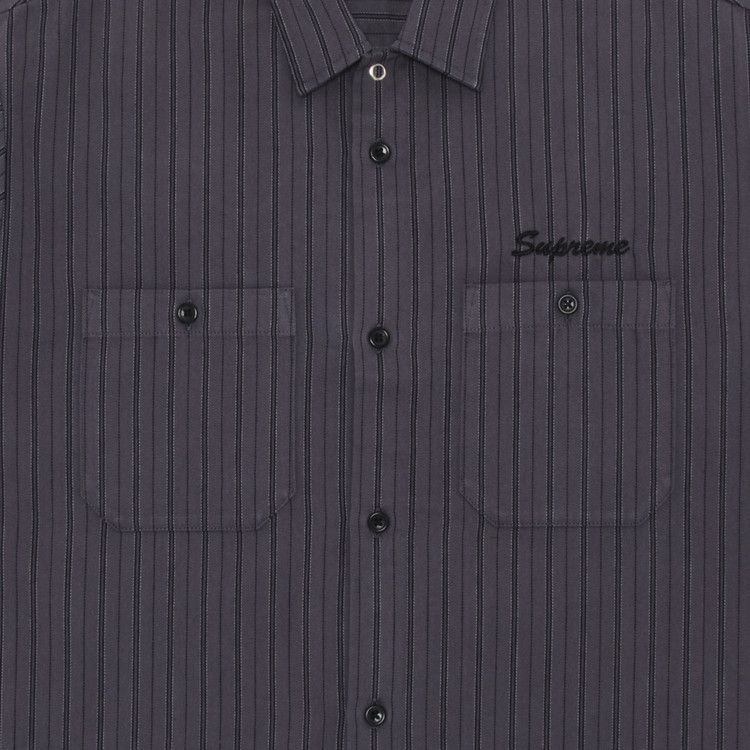 Supreme Aoi Eyes Shorts-Sleeve Work Shirt Stripe