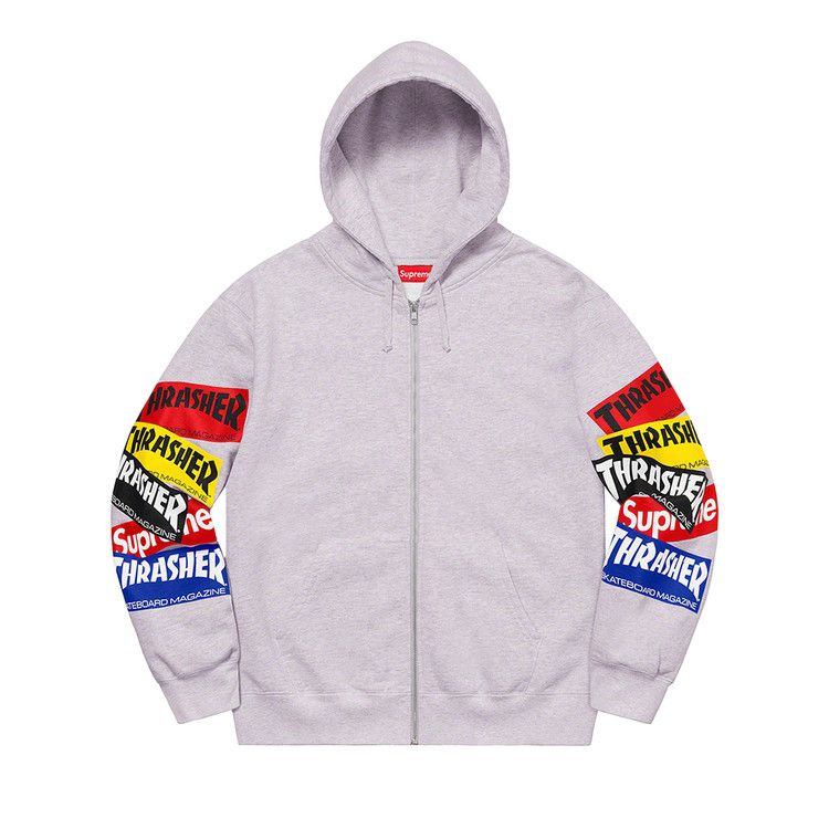 THRASHER ✖︎ supreme Supreme x Thrasher Multi Logo Zip Up Hooded Sweatshirt