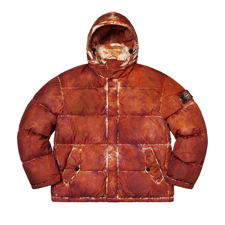 Supreme X Stone Island Painted Camo Crinkle Down Jacket 'coral'