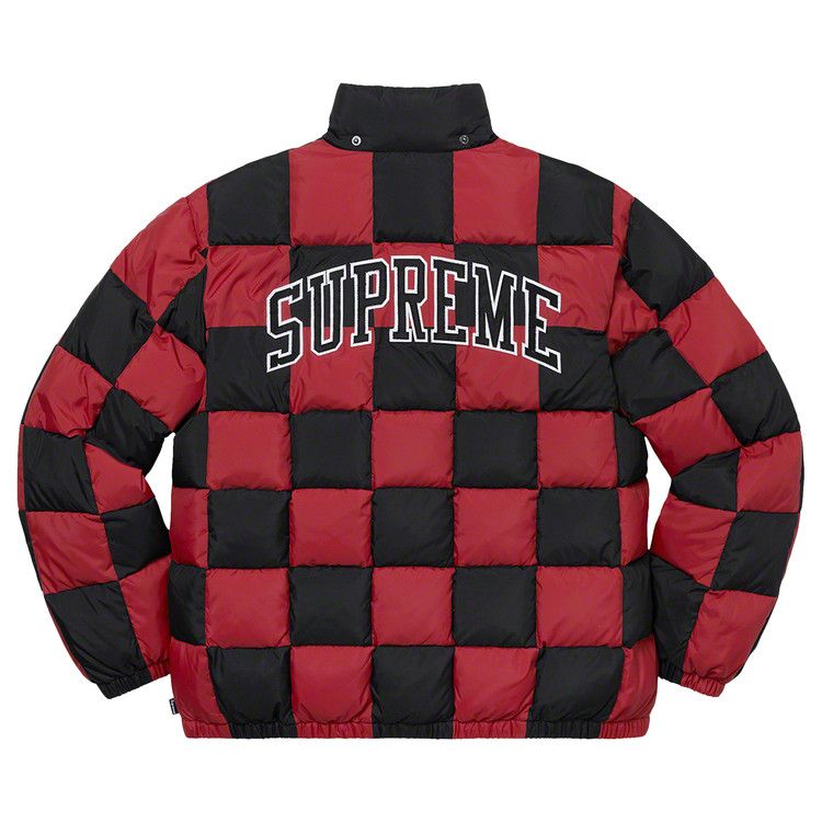 Buy Supreme Checkerboard Puffy Jacket 'Dark Red' - 0052