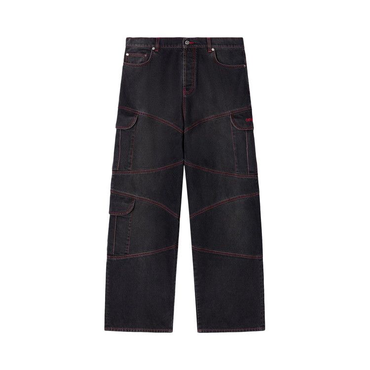 Off-White Script Samurai Straight Jeans Vintage Black/Red