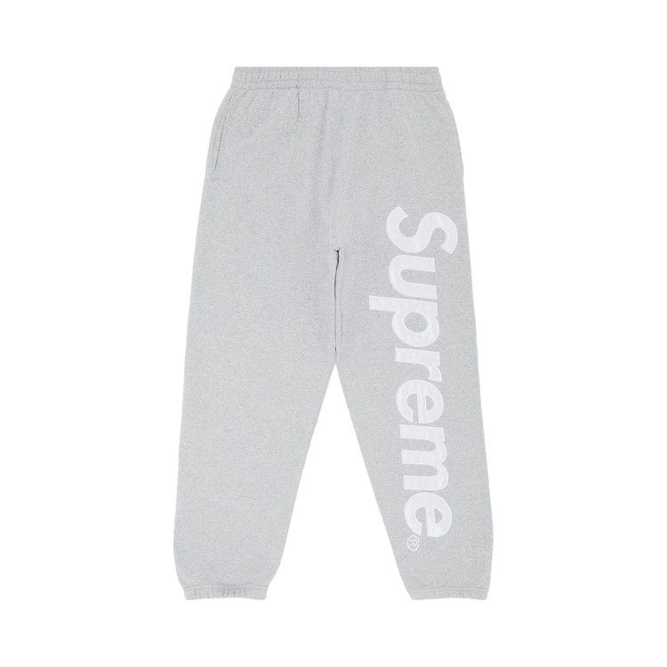 Supreme Satin Appliqué Sweatpant 'heather Grey'
