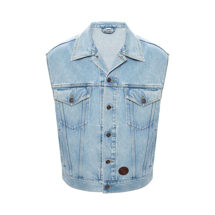 Gucci Distressed Denim Vest Light Blue